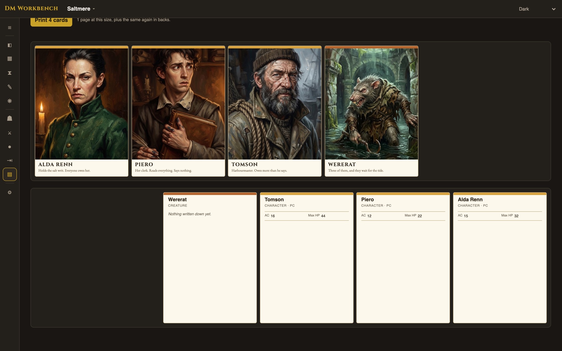 Printable cards, fronts and backs